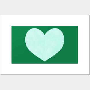 Watercolor Hearts - Mint and Dark Green Palette Posters and Art